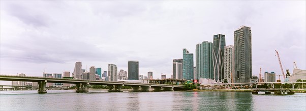 MacArthur Causeway ICW Bridge and Downtown Miami, Miami, Florida, USA, North America