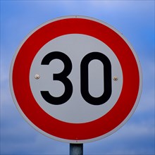 Number 30, digit, traffic sign, anniversary, birthday, North Rhine-Westphalia, Germany, Europe
