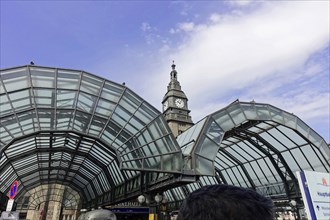 Central Station, Hamburg, Hanseatic City of Hamburg, Passers-by under the glass-roofed passage of a