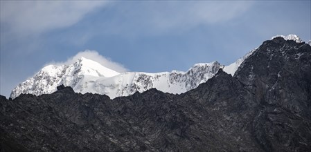 High mountain with glacier, Chong Kyzyl Suu Valley, Terskey Ala Too, Tien-Shan Mountains,