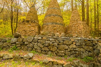 Three stone towers representing symbolic guardians of heaven, earth and humans in South Korea