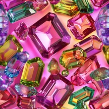 Seamless pattern of dazzling tourmalines on a vibrant background AI generated