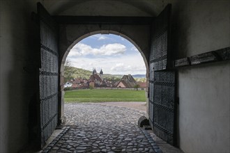 Wilhelmsburg Castle, view through the entrance gate, Schmalkalden, Thuringia, Germany, Europe