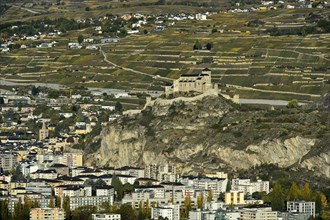 The church of Notre-Dame de Valere, Basilica of Valeria on the Valeria hill above the town of Sion