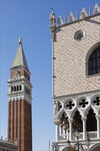 National Library of St Mark's or Biblioteca Nazionale Marciana, the Campanile bell tower and Doge's