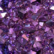 Pattern of sparkling amethysts on a purple backdrop AI generated