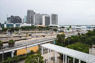 MacArthur Causeway and Metromover, Miami, Florida, US