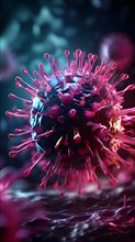 AI generated 3d illustration of a virus with surface structure in contrasting colors