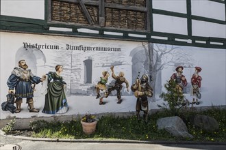 Tin figure museum, mural, Schmalkalden, Thuringia, Germany, Europe