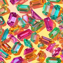 Seamless pattern of dazzling tourmalines on a vibrant background AI generated