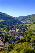 View at Huetten over the Schmiechtal, Swabian Alb, Upper Swabia, Swabia, Baden-Wuerttemberg,