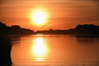 Sunrise on the Kiel Canal, Kiel Canal, Schleswig-Holstein, Germany, Europe