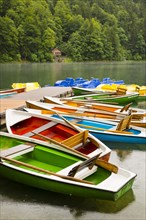 Rowing boats, Freibergsee, near Oberstdorf, Allgaeu, Bavaria, Germany, Europe
