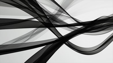 Abstract image with fluid black lines and transparent effects creating motion, AI generated