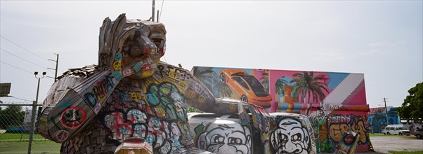 Joen And The Giant Bettle, Wynwood Walls Graffiti, Northwest 5th Avenue, Wynwood, Miami, Florida,