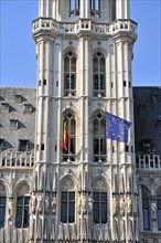 City Hall, Gothic Tower, Grand Place, Brussels, Belgium, Benelux, Europe