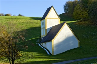 Copy of the Romanesque pilgrimage church Heilig Kreuz, sculpture and art object sunken village by