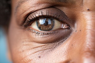Close up of black african american middle-aged woman's eyes. KI generiert, generiert, AI generated