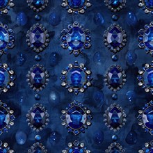 Seamless pattern of shimmering sapphires on a navy blue backdrop AI generated