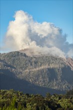 Clouds of smoke over active volcano, Chaiten Volcano, Carretara Austral, Chile, South America