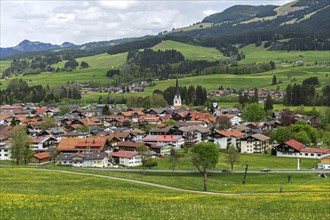 View of Fish im Allgaeu, Oberallgaeu, Allgaeu, Bavaria, Germanychen im Allgaeu