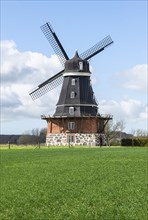 Dutch type windmill built in 1864 in Krageholm, Ystad municipality, Scania, Sweden, Scandinavia,
