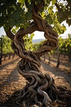 AI generated ancient weather gnarled trunks twisting skyward in a storied vineyard decades