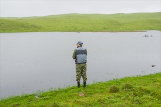 Black bass fisherman fishing, Cambara do sul, Rio Grande do sul, Brazil, South America