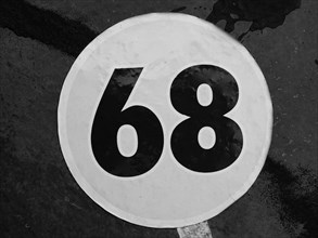 Vintage number 68, digit, anniversary, birthday, North Rhine-Westphalia, Germany, Europe