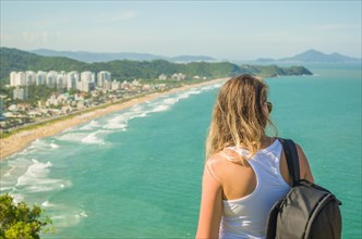 Camboriu, Brazil, December 10, 2017: Students practicing paragliding on the hill, South America