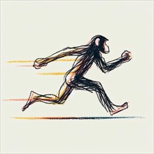 Abstract sketch of a human figure running dynamically, AI generated