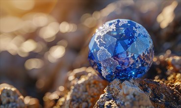 Natural gemstone sphere formed earth globe AI generated