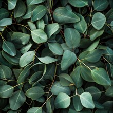 Seamless pattern of eucalyptus leaves AI generated