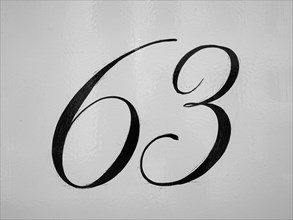 Vintage number 63, digit, anniversary, birthday, North Rhine-Westphalia, Germany, Europe