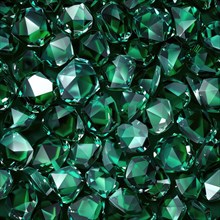 Seamless background of gleaming emeralds on a dark green surface AI generated