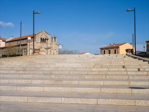 Staircase to the basilica, Basilica di San Simplicio church in Olbia, Olbia, Sardinia, Italy,