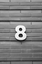 House number plate, number 8, digit, anniversary, birthday, North Rhine-Westphalia, Germany, Europe