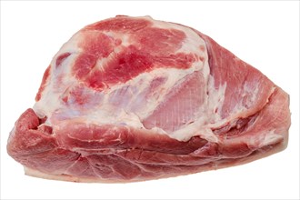 Top view of raw pork shoulder blade isolated on white background