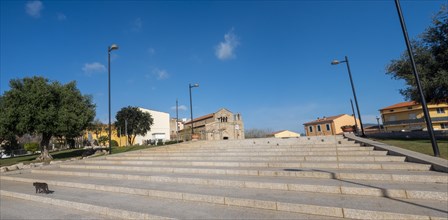 Staircase to the basilica, Basilica di San Simplicio church in Olbia, Olbia, Sardinia, Italy,