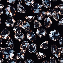 Seamless pattern of sparkling diamonds on a black background AI generated