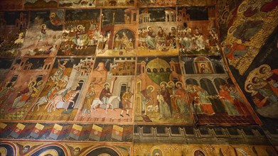 Ancient iconic paintings depicting biblical scenes on wooden panels, Panagia Church, St Mary's