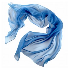 Light and airy blue silk fabric captured in the midst of a graceful wave, AI generated