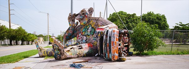 Joen And The Giant Bettle, Wynwood Walls Graffiti, Northwest 5th Avenue, Wynwood, Miami, Florida,