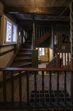 Half-timbered museum, staircase, Schmalkalden, Thuringia, Germany, Europe