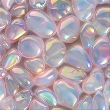 Seamless pattern of luminous opals on a soft pastel background AI generated