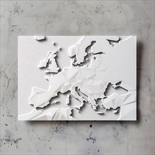 A three-dimensional wall artwork of Europe with visible cracks, AI generated