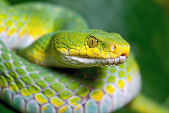 Stylized emerald snake, Africa, AI generated