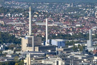 View of the EnBW incineration plant, combined heat and power plant, Stuttgart, Baden-Wuerttemberg,