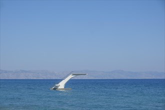 Free-standing diving tower in the sea, Rhodes, Dodecanese archipelago, Greek islands, Greece,