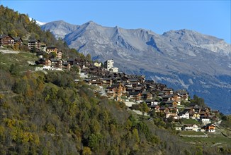 View of the municipality of Heremence, Val d'Herens, Valais, Switzerland, Europe